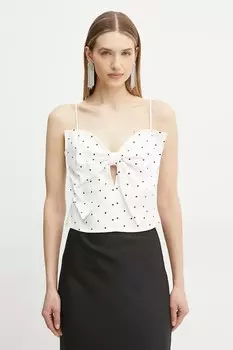 Льняной топ Bardot, белый