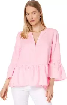 Льняной топ Bekah с рукавами 3/4 Lilly Pulitzer, цвет Pink Blossom