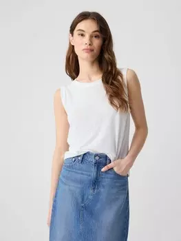 Льняной топ без рукавов Gap, белый