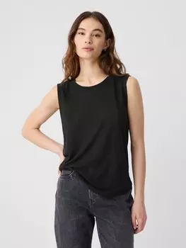 Льняной топ без рукавов Gap, черный