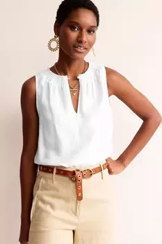 Льняной топ без рукавов Georgia Boden, белый