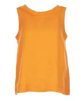 Льняной топ без рукавов с бантом на вырезе сзади Vicario Cinque, оранжевый