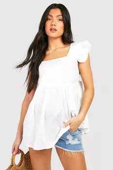 Льняной топ для беременной с оборками Boohoo, слоновая кость