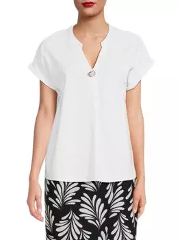 Льняной топ Ellen Tracy, белый