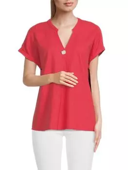 Льняной топ Ellen Tracy, цвет Geranium