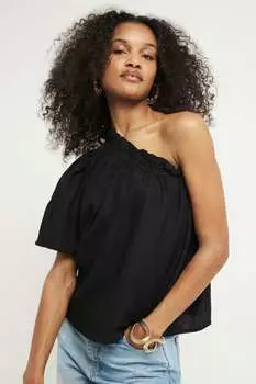 Льняной топ на одно плечо River Island, черный