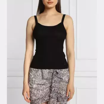 Льняной топ приталенного кроя Patrizia Pepe, черный