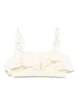 Льняной топ с оборками PNK, желтый