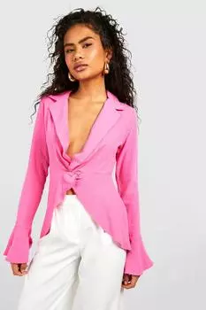 Льняной топ с расклешенными манжетами спереди Boohoo, фуксия