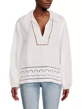 Льняной топ с вышивкой Abel Jonathan Simkhai, белый