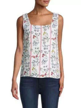 Льняной топ Saks Fifth Avenue с квадратным вырезом и принтом, floral