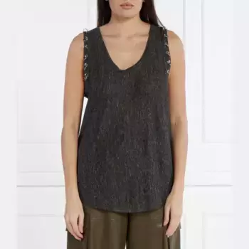 Льняной топ свободного кроя Pinko, черный