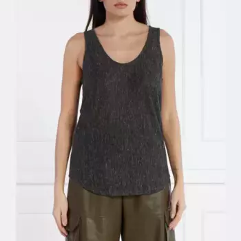 Льняной топ свободного кроя Pinko, черный