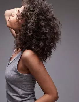 Льняной топ Topshop с круглым вырезом серого цвета