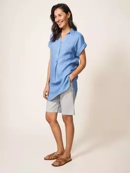 Льняной топ-туника White Stuff Elsie, синий