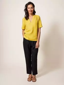 Льняной топ White Stuff June, цвет средний шартрез