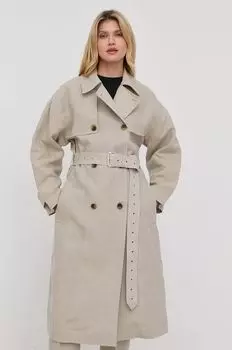 Льняной тренч MS2205NA19 MICHAEL Michael Kors, серый