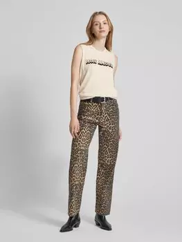 Льняной трикотажный топ с эффектным принтом, модель «NIDA» Zadig & Voltaire, светло-серый