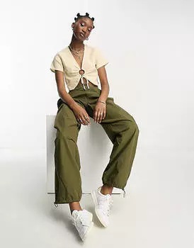 Льняной укороченный топ на бретелях Daisy Street с завязкой спереди