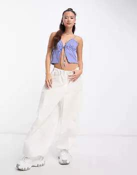 Льняной укороченный топ на бретелях Daisy Street с завязкой спереди