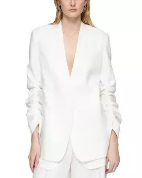 Льняной жакет с рукавами-фонариками Lafayette 148 New York, белый