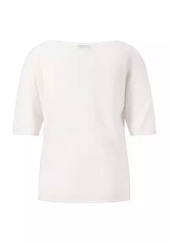 Льняной женский свитер с V-образным вырезом и короткими рукавами FYNCH-HATTON, цвет Milk