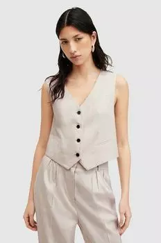 Льняной жилет AllSaints, бежевый