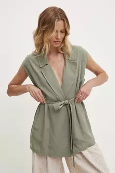 Льняной жилет Answear Lab, зеленый