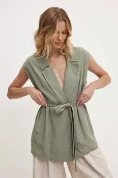 Льняной жилет Answear Lab, зеленый