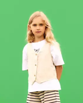 Льняной жилет для девочки name it, бежевый
