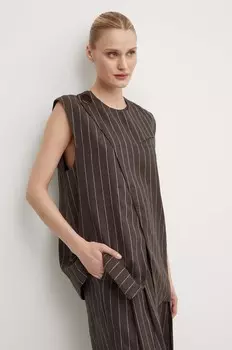 Льняной жилет Enid - Casual Linen Stripe Day Birger et Mikkelsen, коричневый