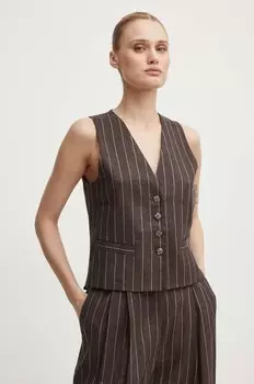 Льняной жилет Frida - Casual Linen Stripe Day Birger et Mikkelsen, коричневый