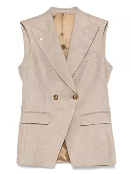 Льняной жилет LUIGI BIANCHI MANTOVA, коричневый