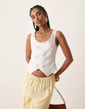 Льняной жилет Nobody's Child Justina с бантом белого цвета