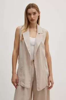 Льняной жилет Sisley, бежевый