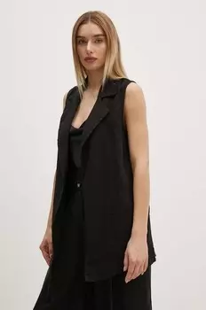 Льняной жилет Sisley, черный