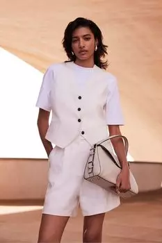 Льняной жилет строгого кроя Mint Velvet, белый