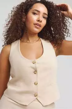 Льняной жилет строгого кроя Simply Be, белый