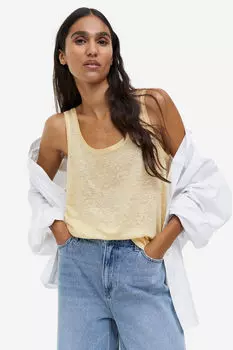 Льняной жилет-топ H&M, желтый