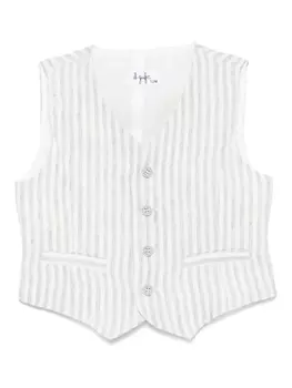 Льняной жилет в полоску Il Gufo, серый