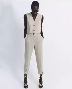 Льняной жилет в полоску Sfera, цвет Crudo