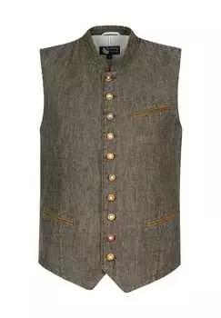 Льняной жилет воротник-стойка нагрудный карман Alpenfeeling, цвет 0 oliv