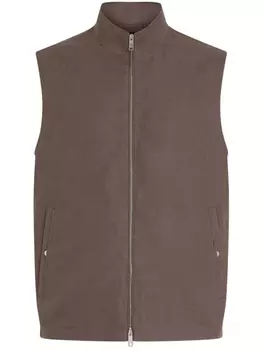 Льняной жилет Zegna, коричневый