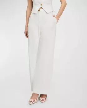 Льняные брюки Ami с высокой посадкой и широкими штанинами LK Bennett, цвет Ecru