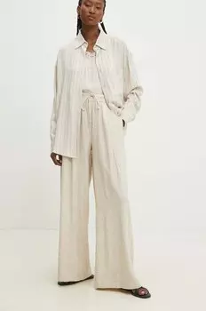 Льняные брюки Answear Lab, бежевый