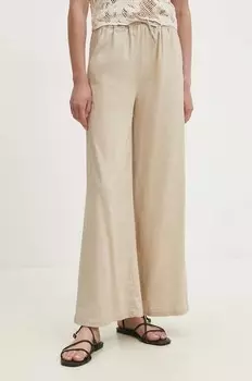 Льняные брюки Answear Lab, бежевый