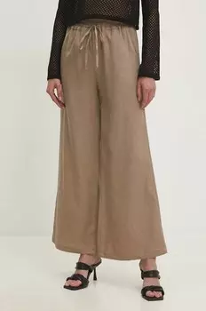 Льняные брюки Answear Lab, бежевый