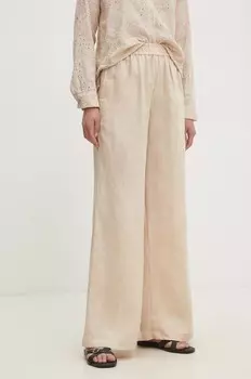 Льняные брюки Answear Lab, бежевый