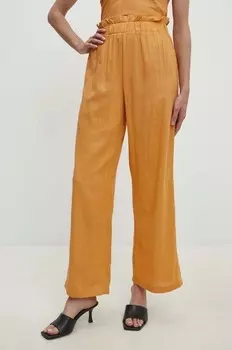 Льняные брюки Answear Lab, оранжевый