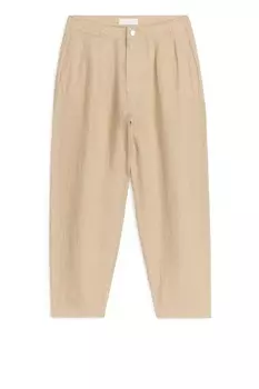 Льняные брюки Arket, бежевый